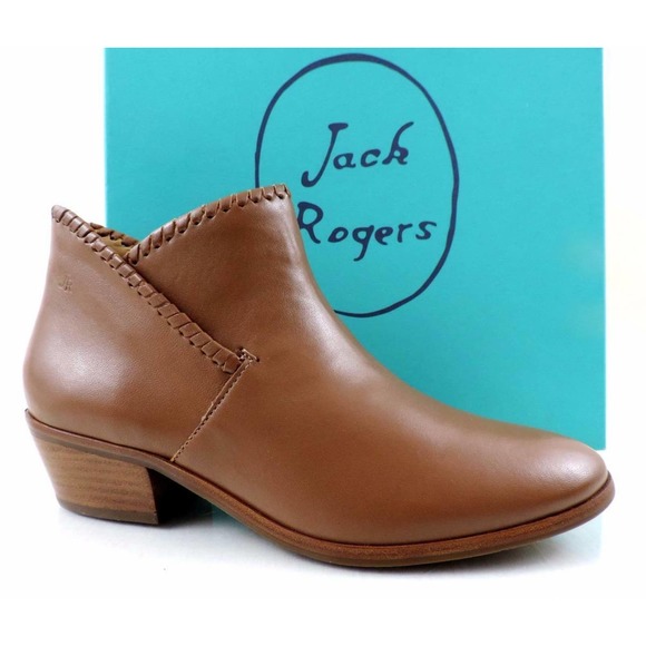 Jack Rogers Shoes - Jack Rogers Sadie Low Heel Ankle Boot Booties Leather Oak Size 7.5